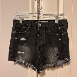 RSQ Black Frayed Hem Jean Shorts